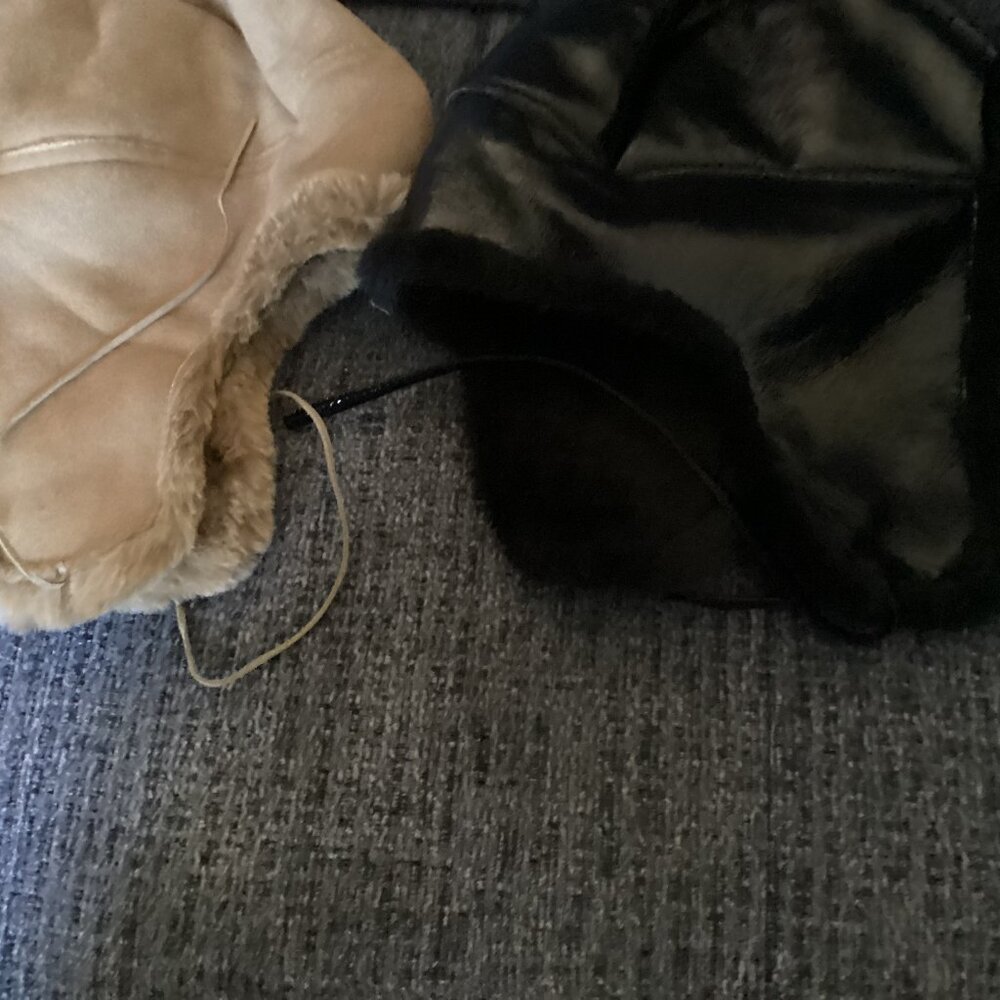 New Fur hats-black & beige